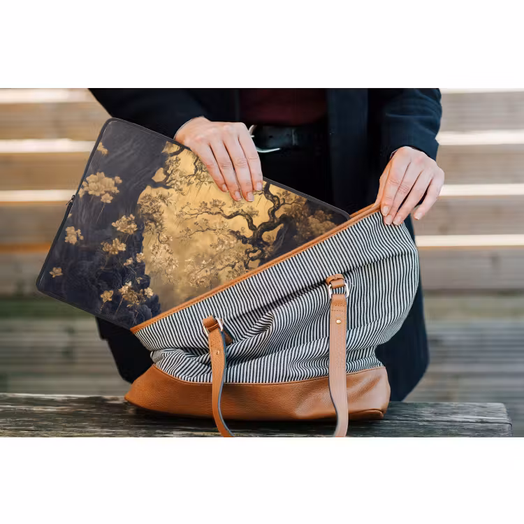 Laptophoes - Bloemen - Takken - Goud - Sierlijk — 4