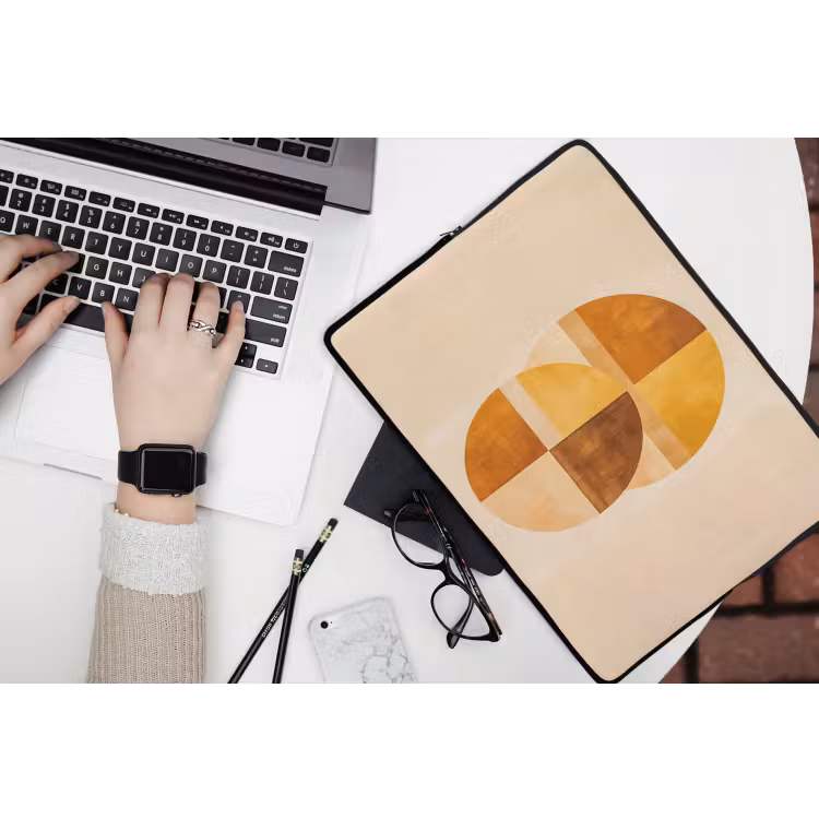 Laptophoes - Cirkels - Geel - Minimalistisch — 3