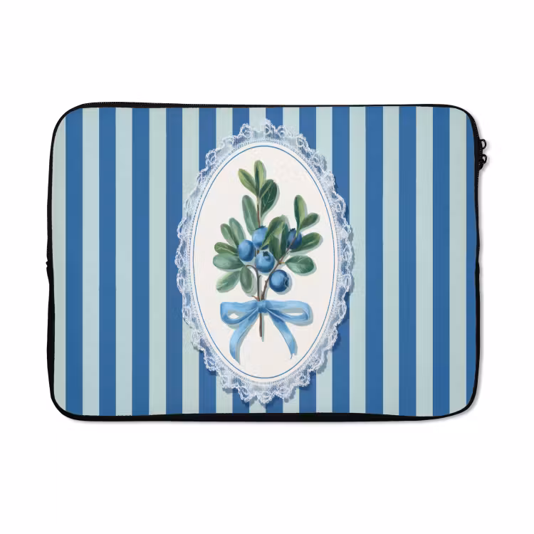 Laptophoes - Illustratie - Bessen - Blauw - Strepen — 5