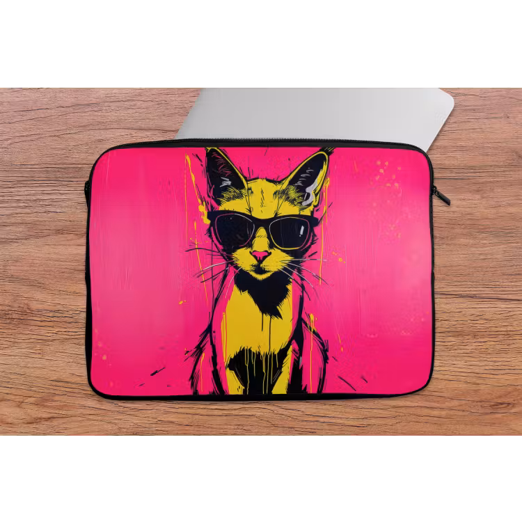 Laptophoes - Kat - Art - Zonnebril - Roze — 2
