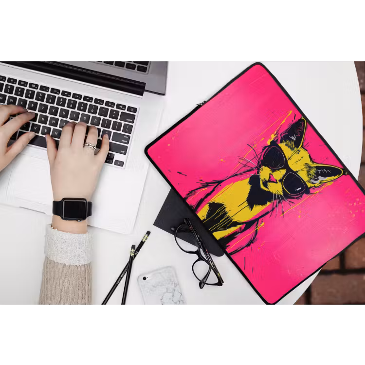 Laptophoes - Kat - Art - Zonnebril - Roze — 3