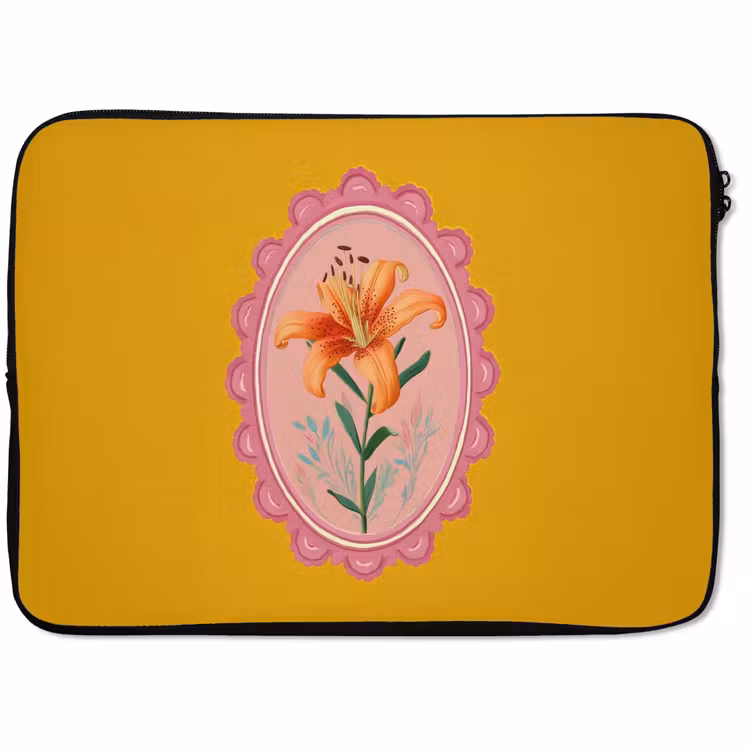 Laptophoes - Lelie - Oranje - Lijst - Ovaal — 1