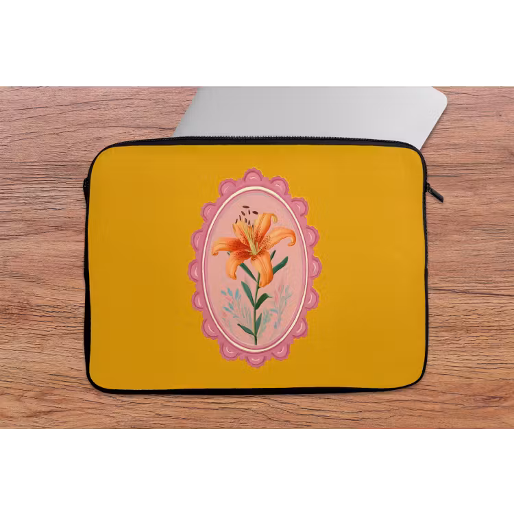 Laptophoes - Lelie - Oranje - Lijst - Ovaal — 2