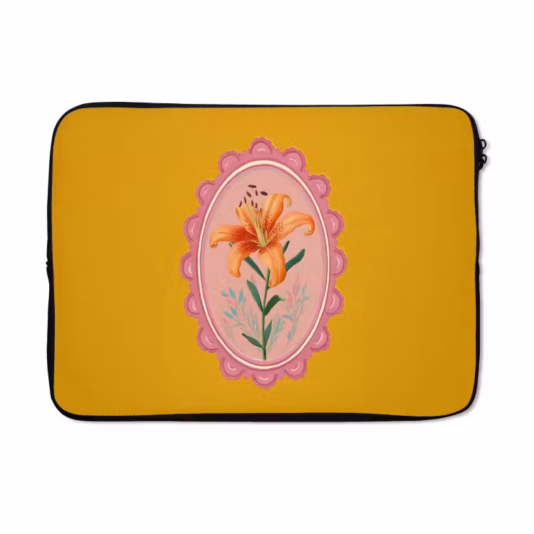 Laptophoes - Lelie - Oranje - Lijst - Ovaal — 5