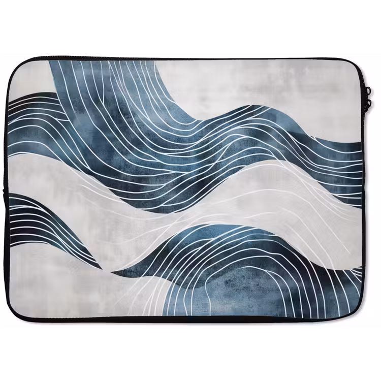 Laptophoes - Lijnen - Golven - Abstract - Blauw — 1
