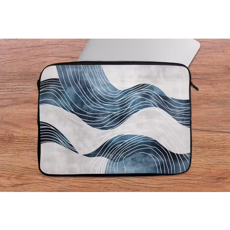Laptophoes - Lijnen - Golven - Abstract - Blauw — 2