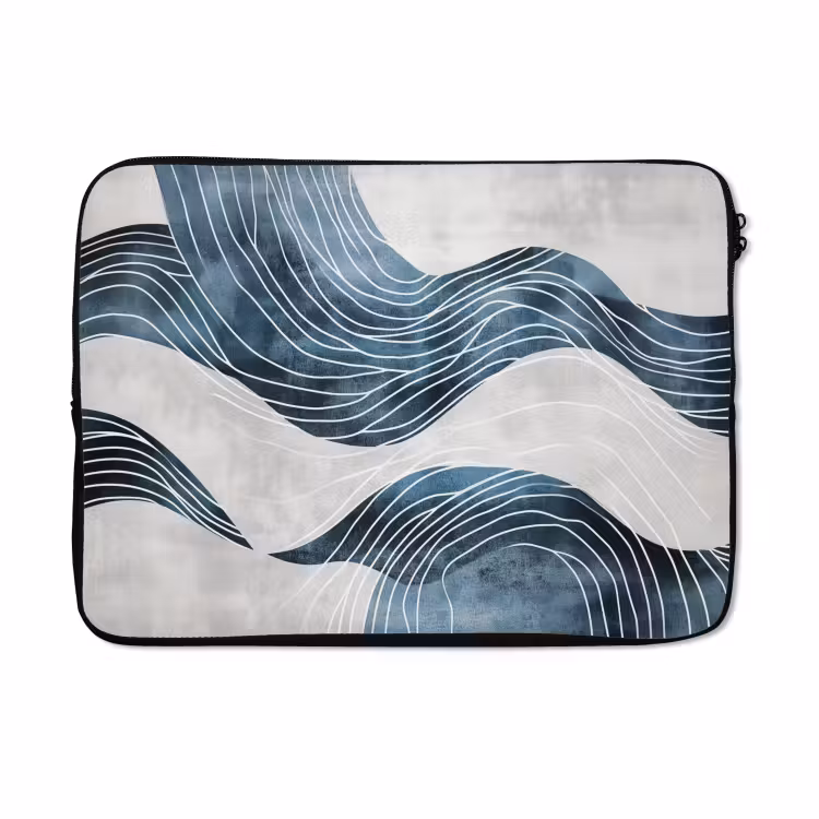 Laptophoes - Lijnen - Golven - Abstract - Blauw — 5
