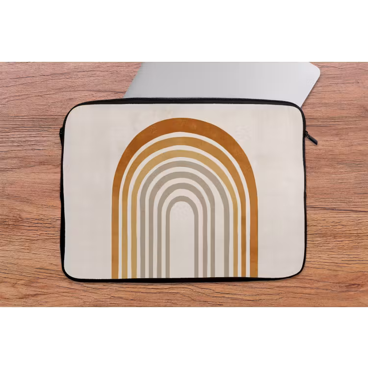 Laptophoes - Minimalistisch - Boog - Lijnen - Beige — 2