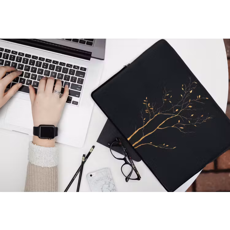 Laptophoes - Takken - Blaadjes - Zwart — 3