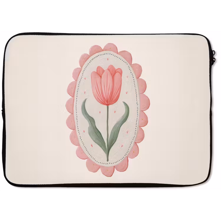 Laptophoes - Tulp - Lijst - Ovaal - Illustratie — 1