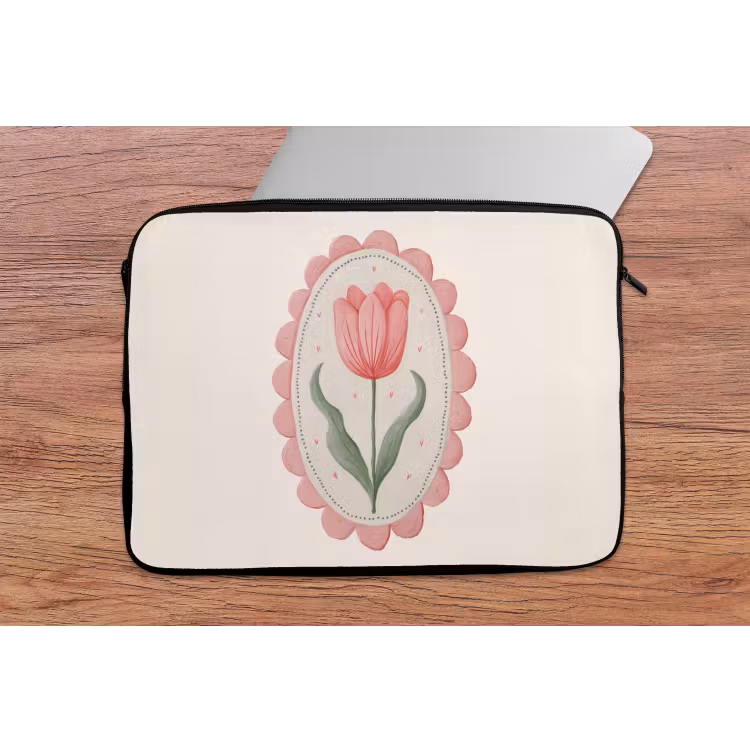 Laptophoes - Tulp - Lijst - Ovaal - Illustratie — 2