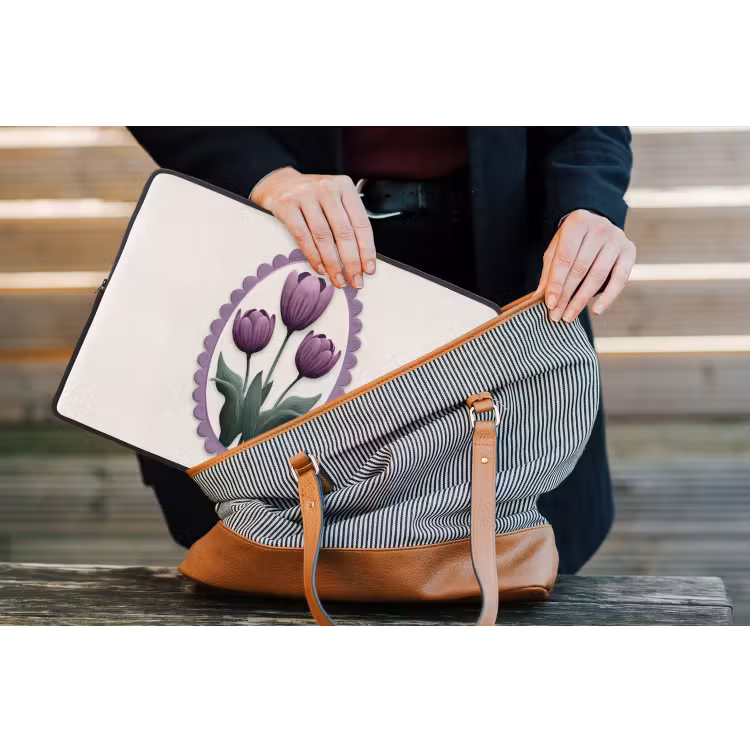 Laptophoes - Tulpen - Paars - Lijst - Bladeren — 4