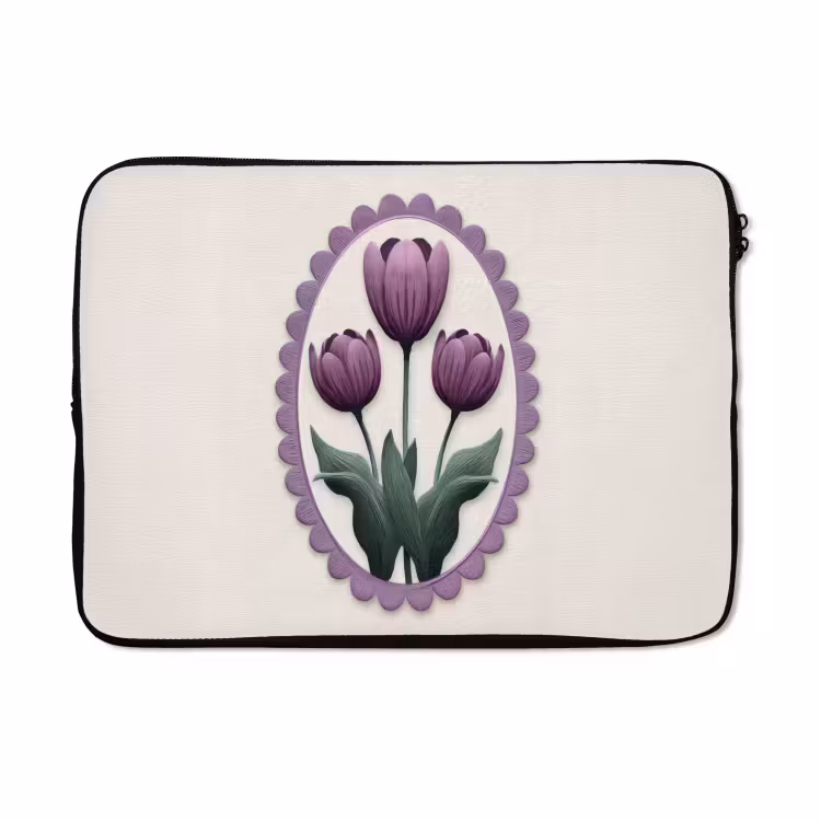 Laptophoes - Tulpen - Paars - Lijst - Bladeren — 5