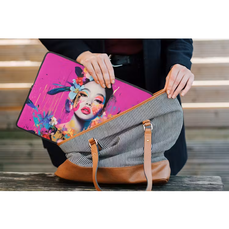 Laptophoes - Vrouw - Portret - Abstract - Paars — 4