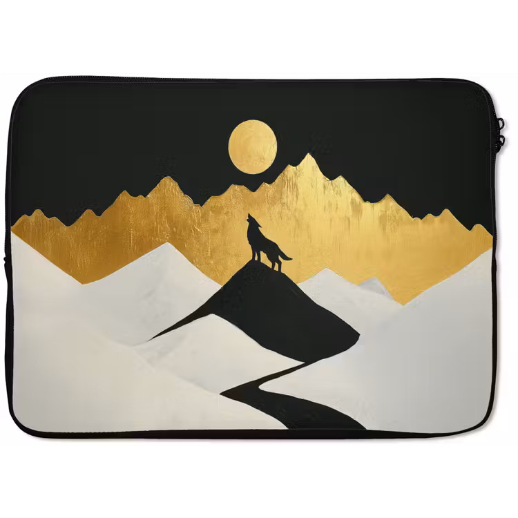 Laptophoes - Wolf - Bergen - Maan - Zwart — 1