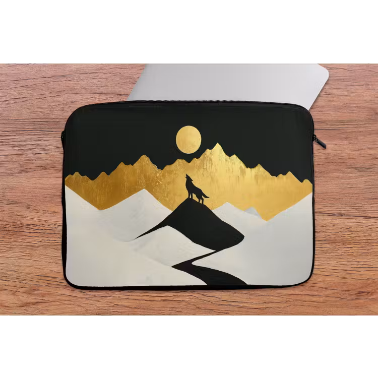 Laptophoes - Wolf - Bergen - Maan - Zwart — 2
