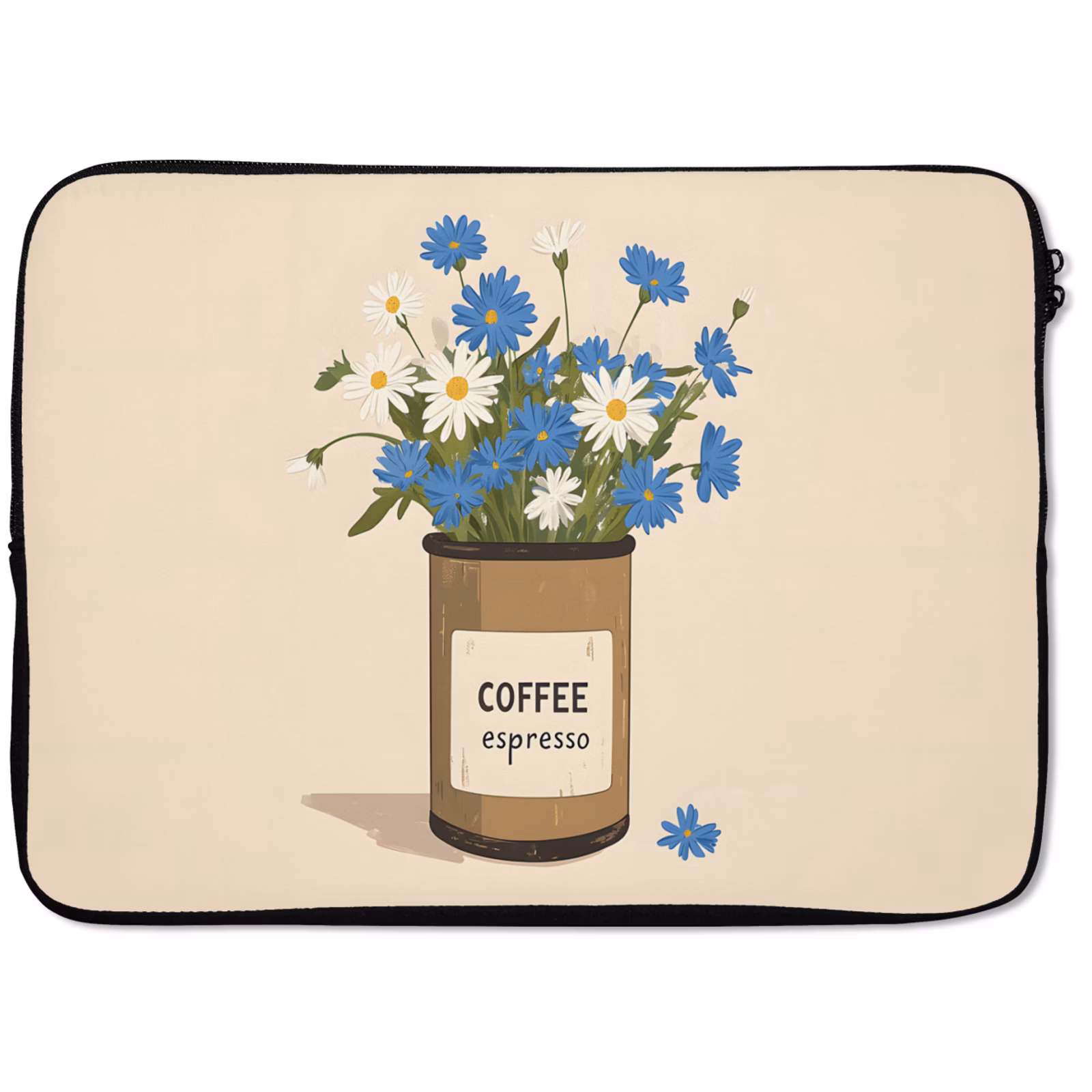 Laptophoes - Coffee - Blik - Minimalistisch - Bloemen — 1