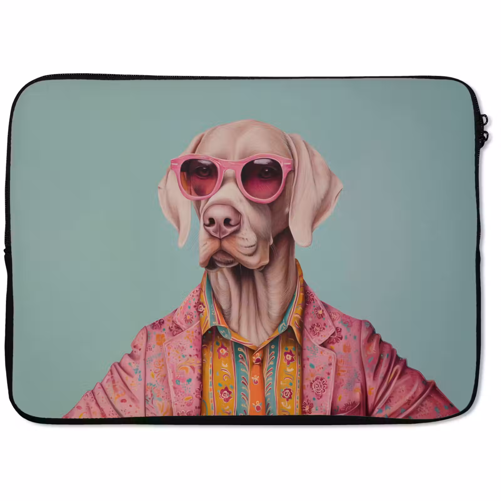 Laptophoes - Hond - Overhemd - Bloemen - Bril — 1