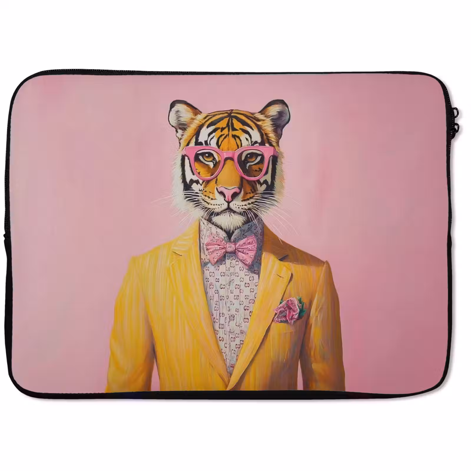 Laptophoes - Tijger - Bril - Geel - Jasje — 1