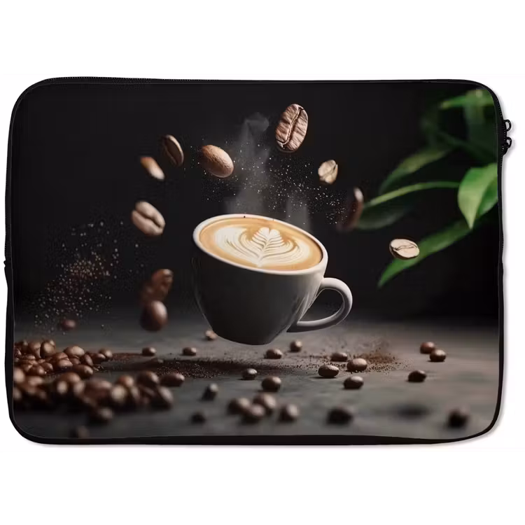 Laptophoes - Cappuccino - Kop - Bonen - Bruin — 1