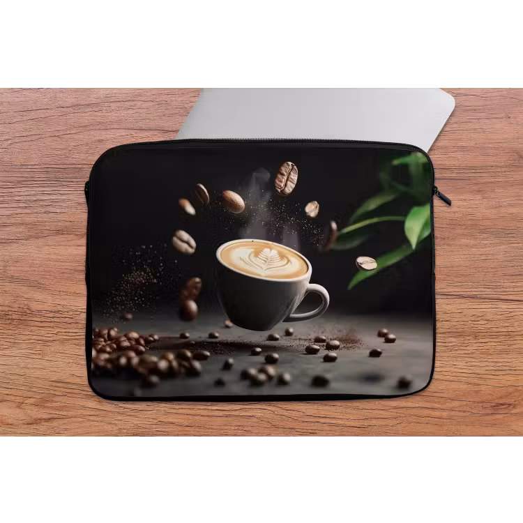 Laptophoes - Cappuccino - Kop - Bonen - Bruin — 2