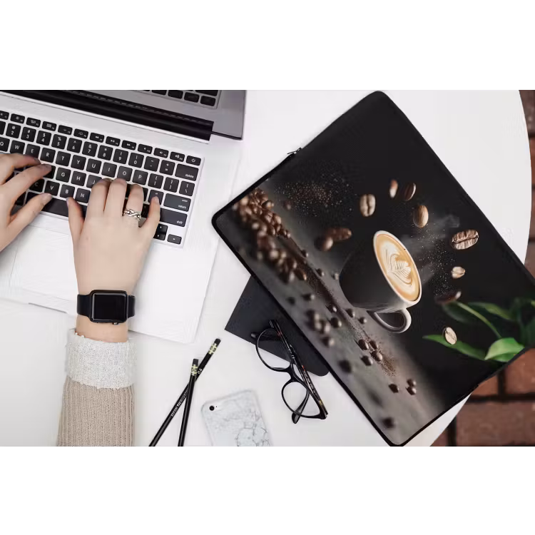 Laptophoes - Cappuccino - Kop - Bonen - Bruin — 3