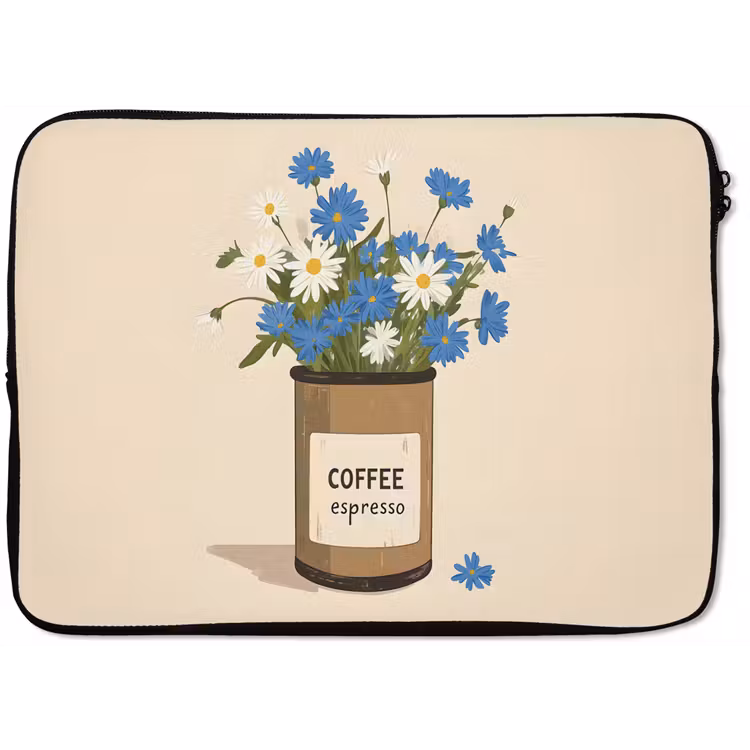 Laptophoes - Coffee - Blik - Minimalistisch - Bloemen — 1