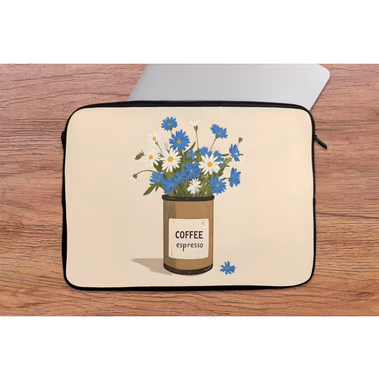 Laptophoes - Coffee - Blik - Minimalistisch - Bloemen — 2
