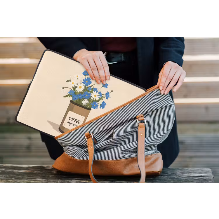 Laptophoes - Coffee - Blik - Minimalistisch - Bloemen — 4
