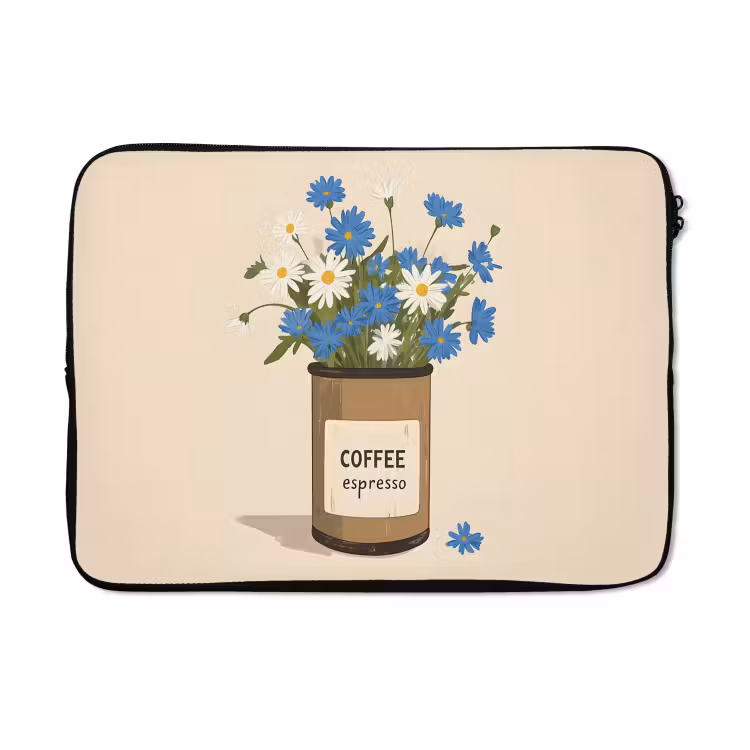 Laptophoes - Coffee - Blik - Minimalistisch - Bloemen — 5