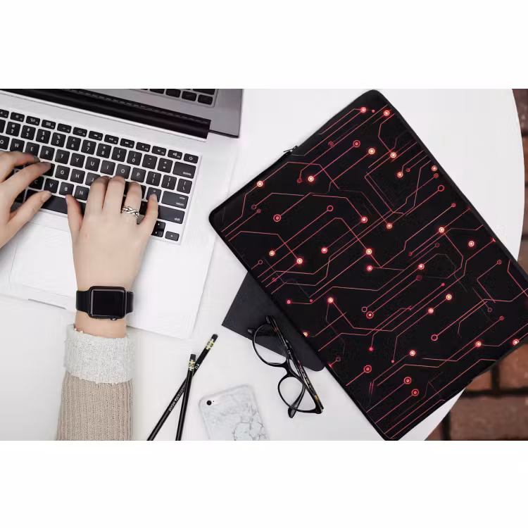 Laptophoes - Gaming - Lijnen - Netwerk - Stippen - Rood — 3