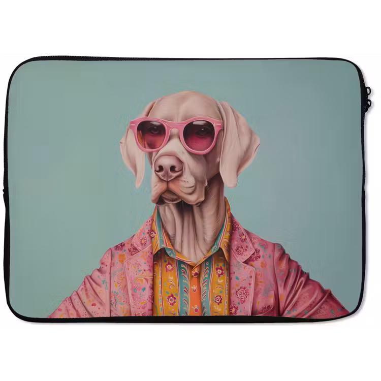 Laptophoes - Hond - Overhemd - Bloemen - Bril — 1