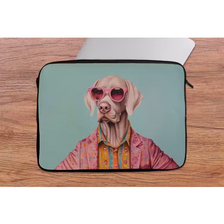 Laptophoes - Hond - Overhemd - Bloemen - Bril — 2
