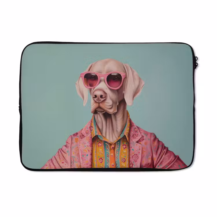 Laptophoes - Hond - Overhemd - Bloemen - Bril — 5