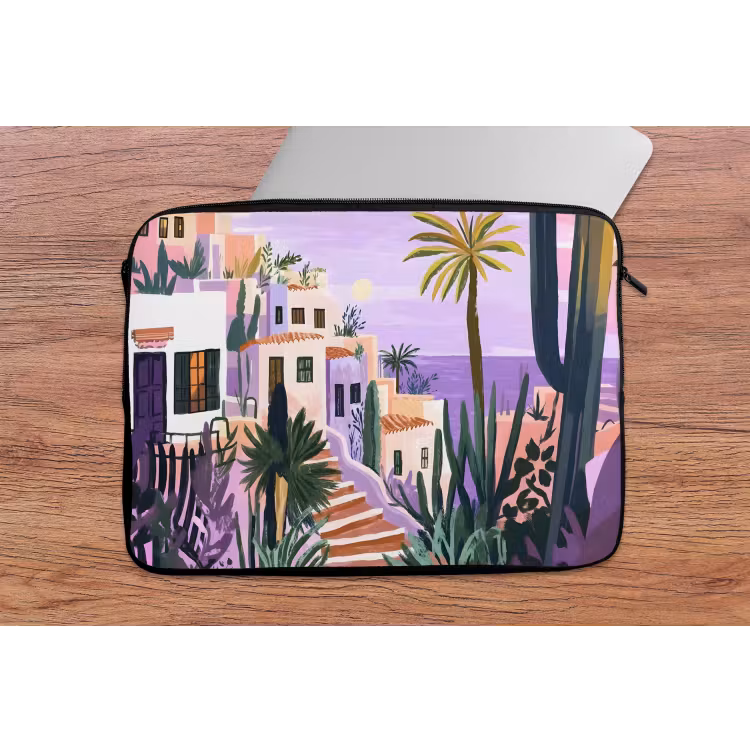 Laptophoes - Huizen - Minimalistisch - Palmbomen - Kust — 2