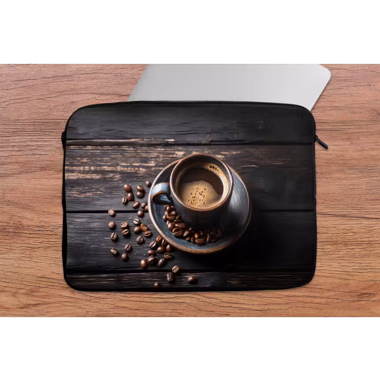 Laptophoes - Kop - Koffie - Hout - Bonen — 2