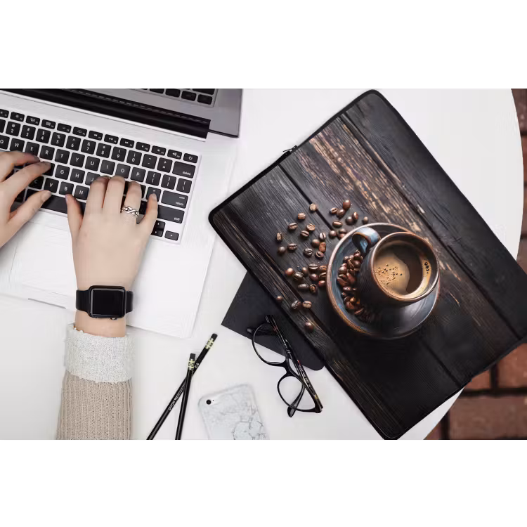 Laptophoes - Kop - Koffie - Hout - Bonen — 3