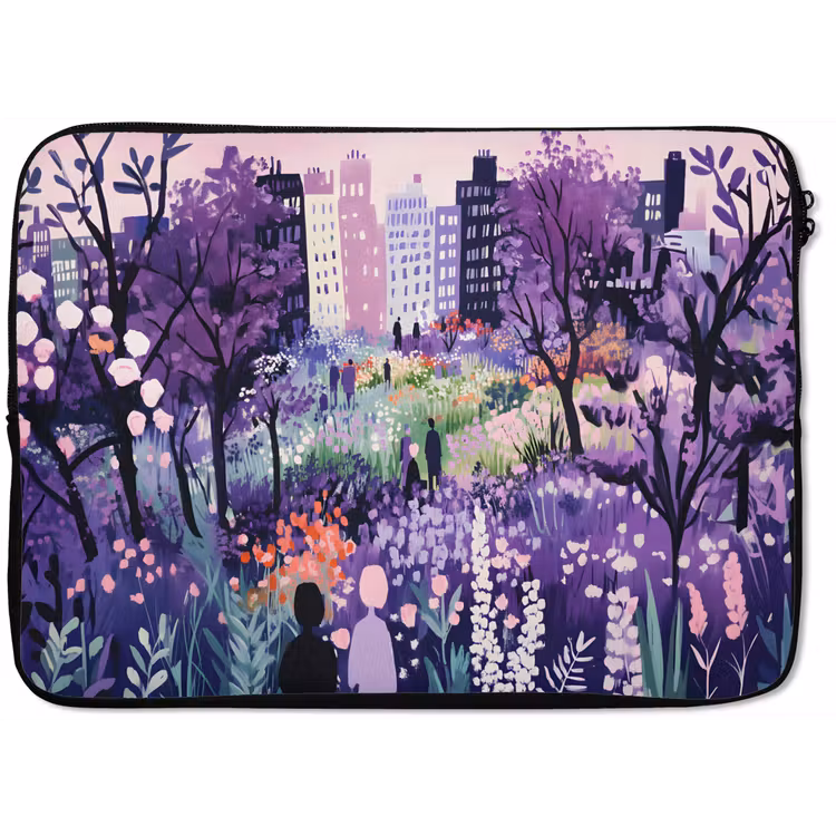 Laptophoes - Park - Bomen - Bloemen - Gebouwen — 1