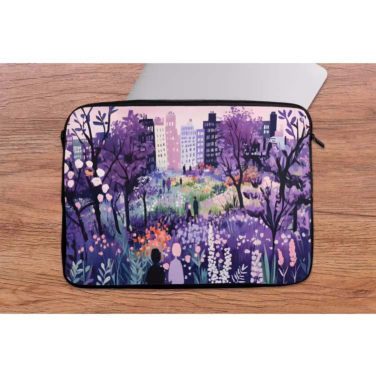 Laptophoes - Park - Bomen - Bloemen - Gebouwen — 2