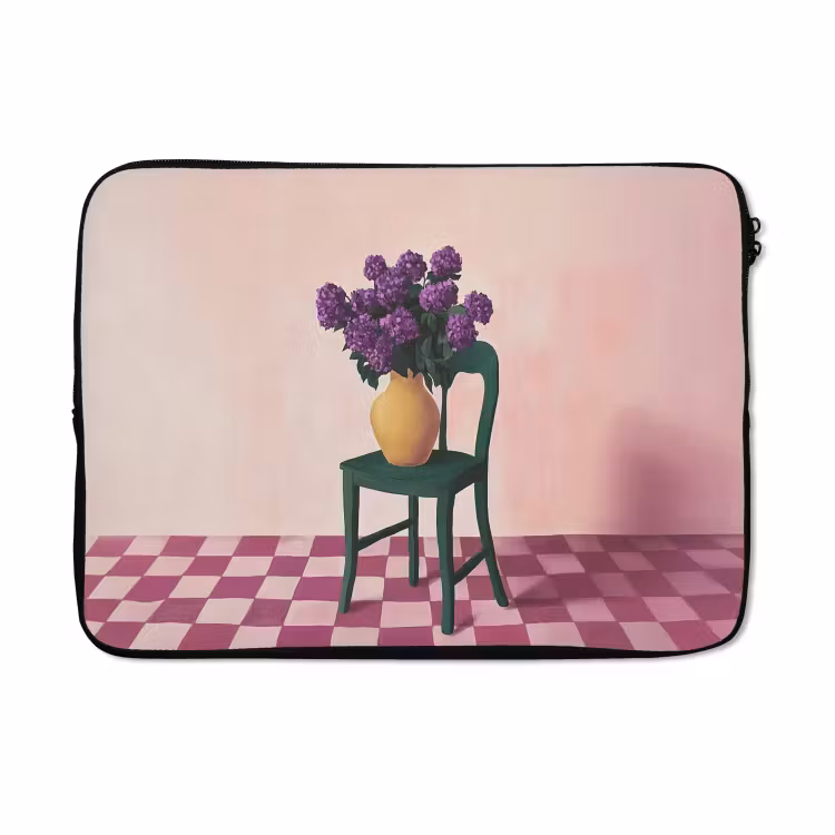 Laptophoes - Stoel - Vaas - Bloemen - Geblokt — 5