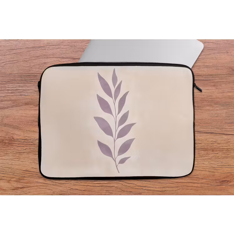 Laptophoes - Tak - Bladeren - Minimalistisch - Beige — 2