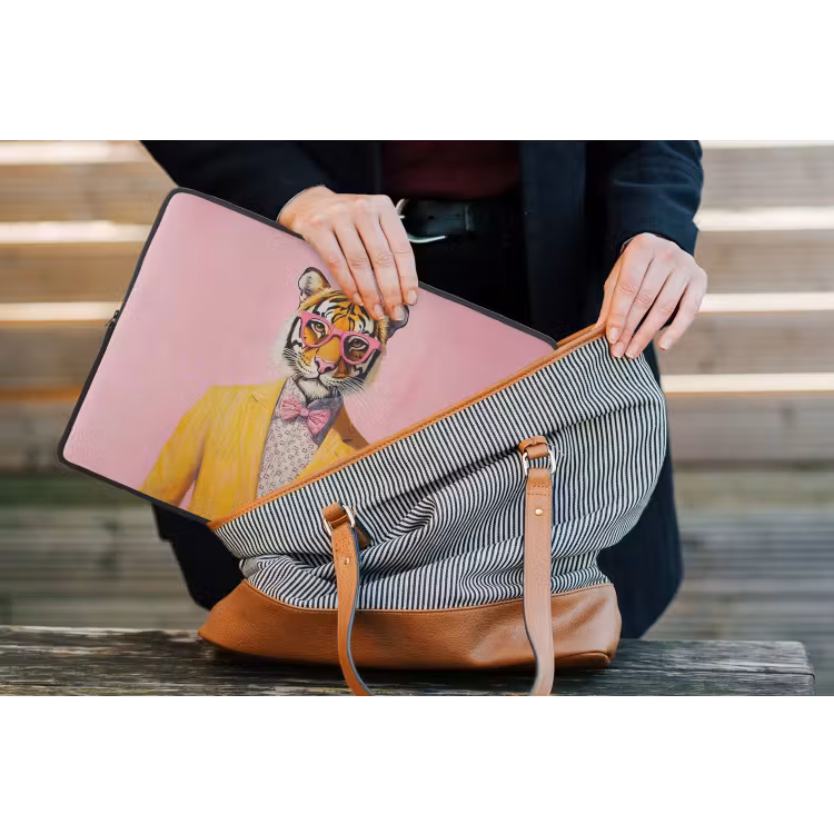 Laptophoes - Tijger - Bril - Geel - Jasje — 4