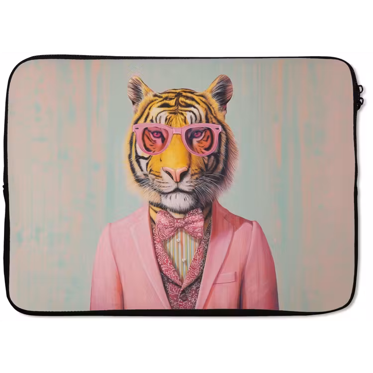 Laptophoes - Tijger - Strik - Jasje - Roze — 1