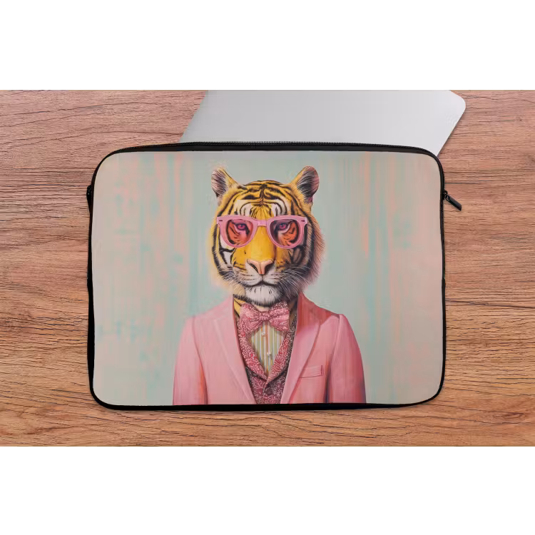 Laptophoes - Tijger - Strik - Jasje - Roze — 2