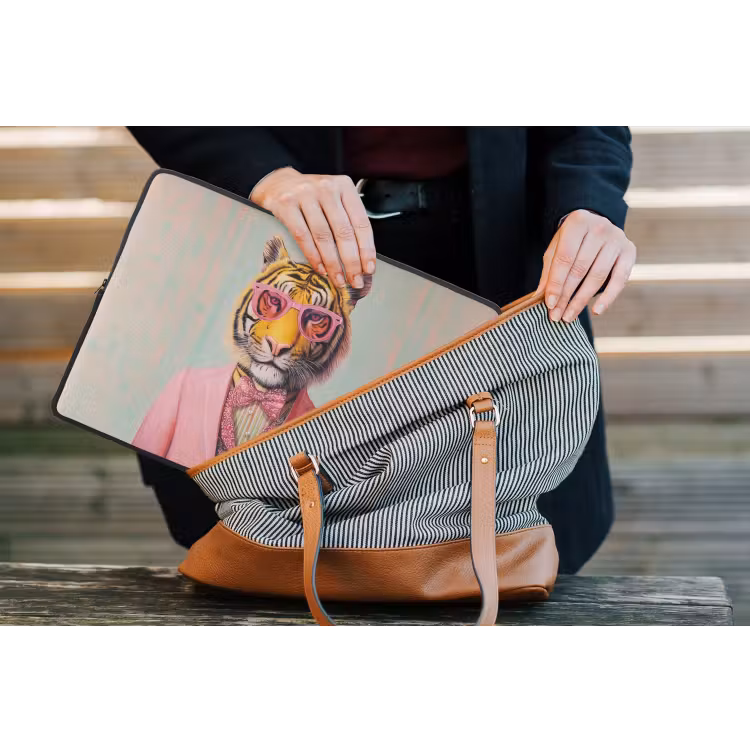 Laptophoes - Tijger - Strik - Jasje - Roze — 4
