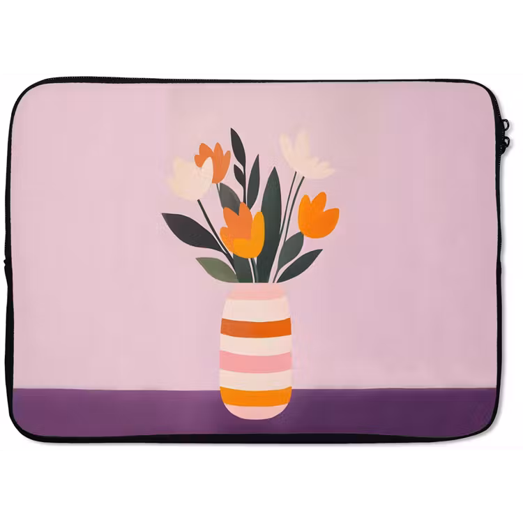 Laptophoes - Tulpen - Vaas - Strepen - Paars — 1