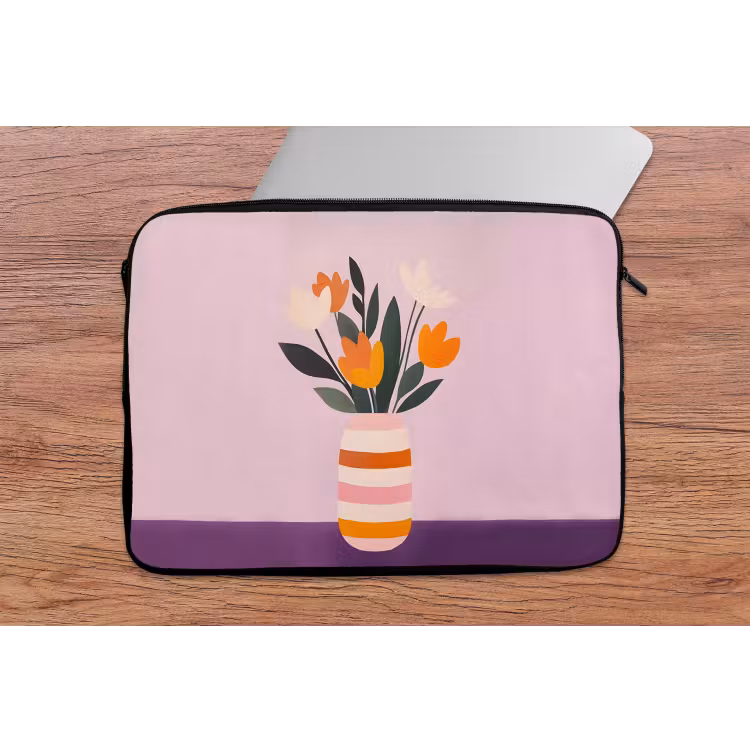Laptophoes - Tulpen - Vaas - Strepen - Paars — 2