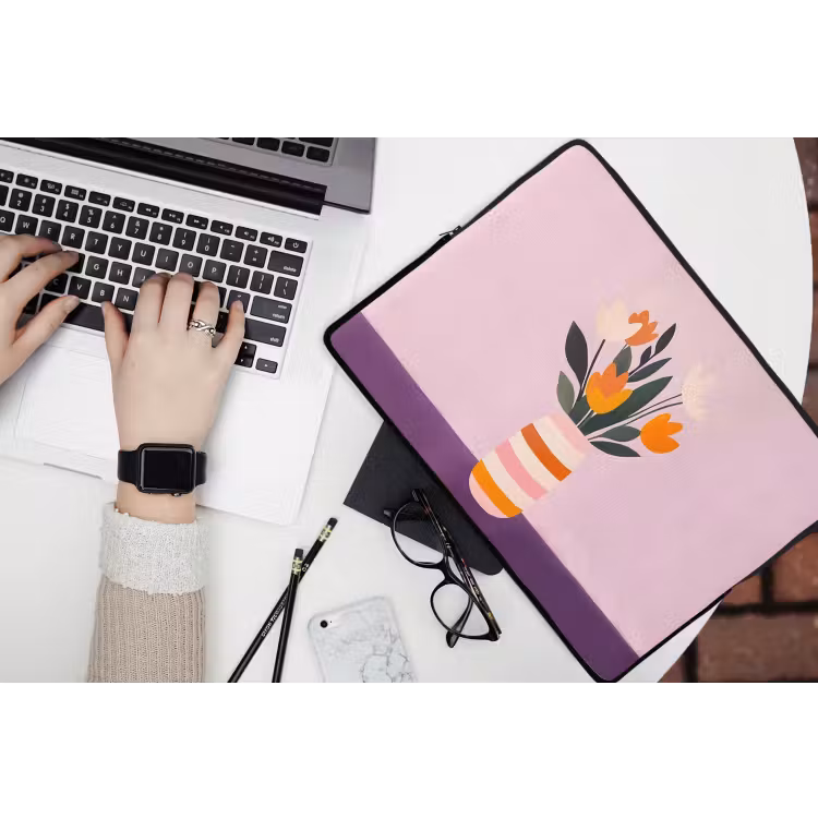 Laptophoes - Tulpen - Vaas - Strepen - Paars — 3