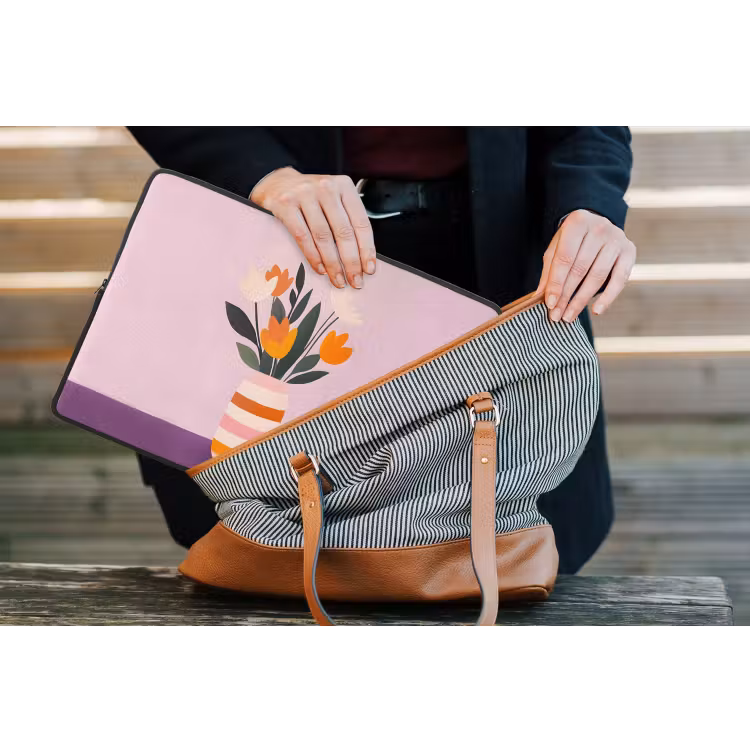 Laptophoes - Tulpen - Vaas - Strepen - Paars — 4