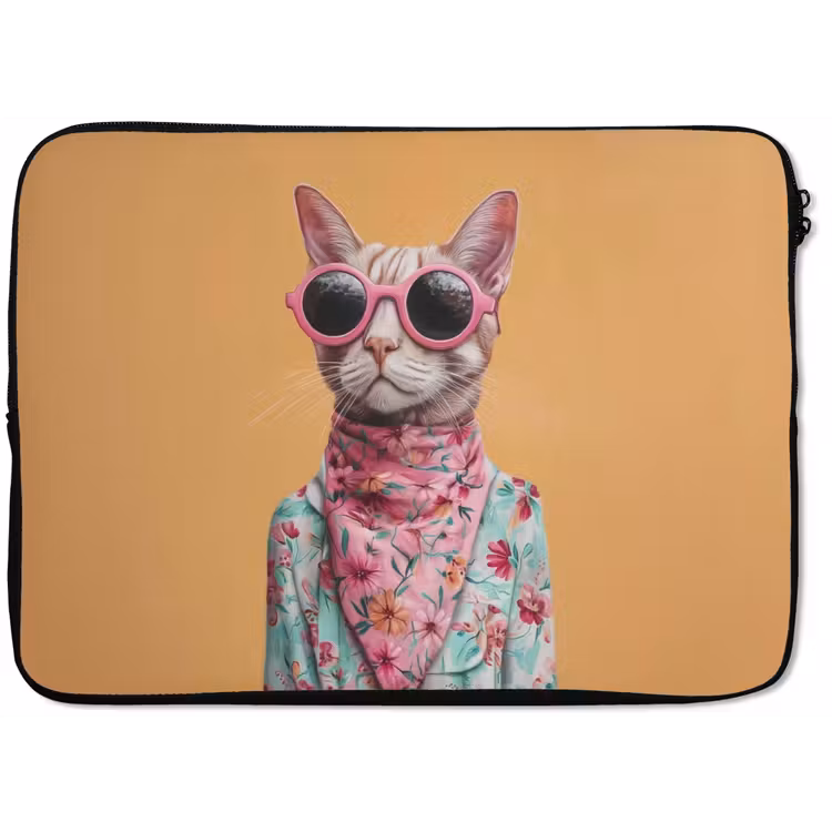 Laptophoes - Zonnebril - Kat - Sjaal - Bloemen — 1